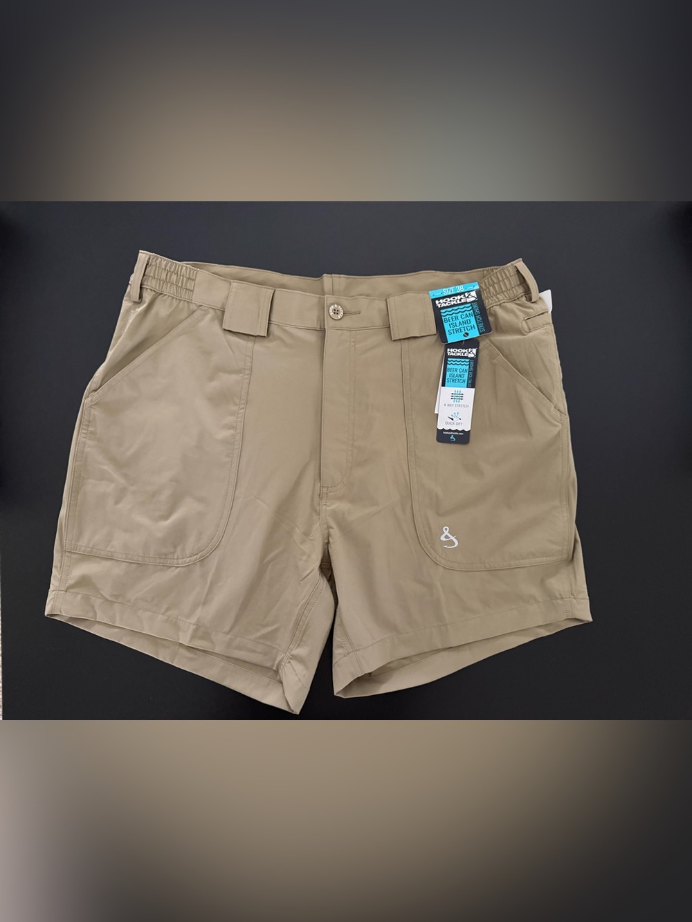 Hook & Tackle Beer Can Island Stretch Shorts Men’s 38 NWT